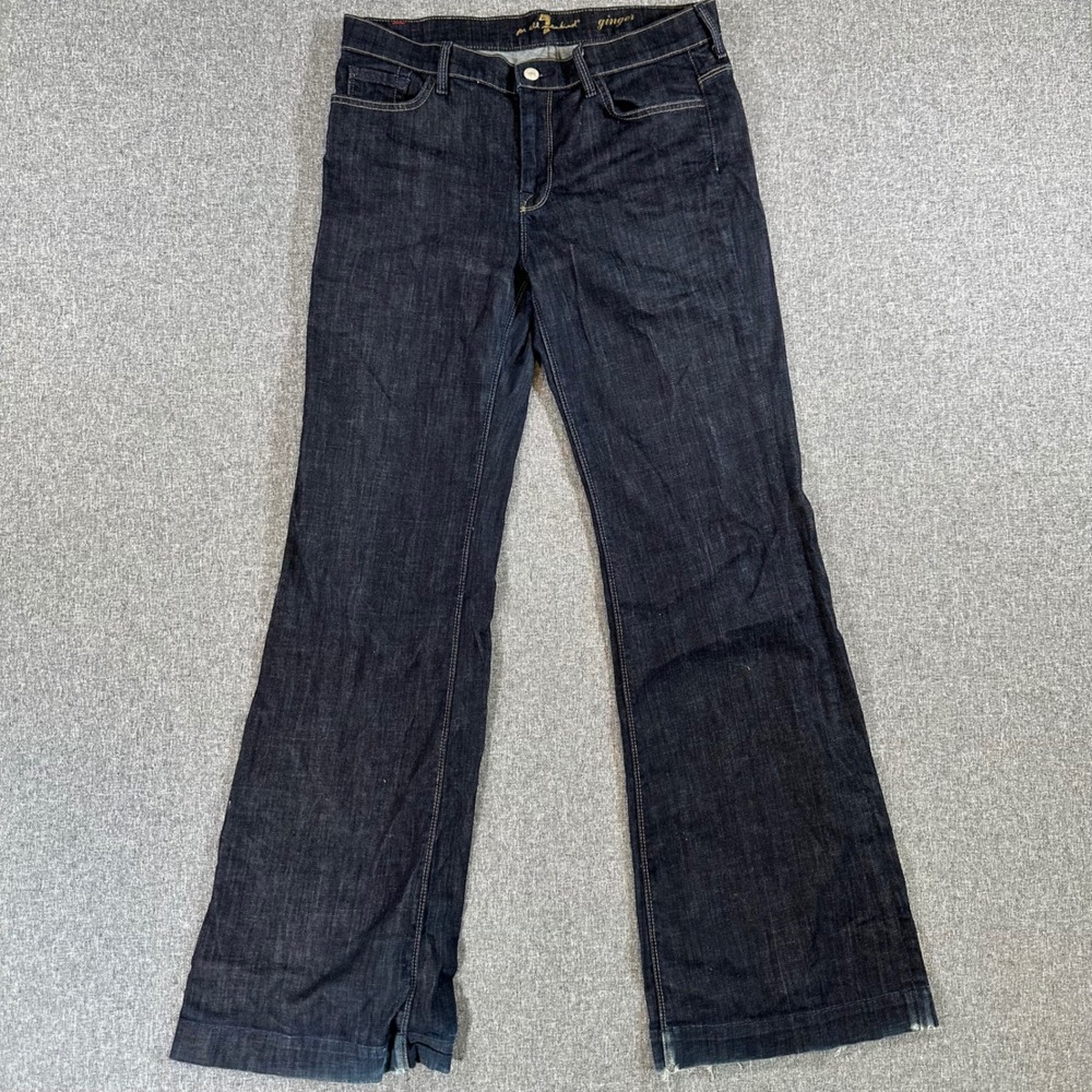 7 For All Mankind Jeans Womens 32 Ginger Dark Wash Wide Leg Stretch Denim